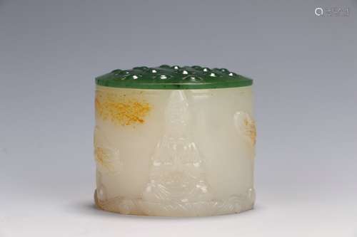 Chinese Hetian Jade Thumb Ring Box In Qing Dynasty