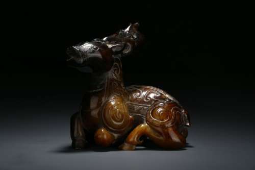 Chinese Gao Gu Jade Deer In Han Dynasty