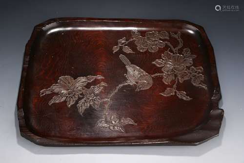 Chinese Qing Dynasty Rosewood Plate