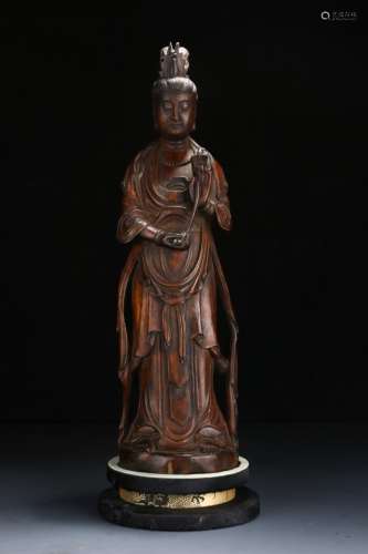 Chinese  Agarwood Guanyin Ornament In Qing Dynasty