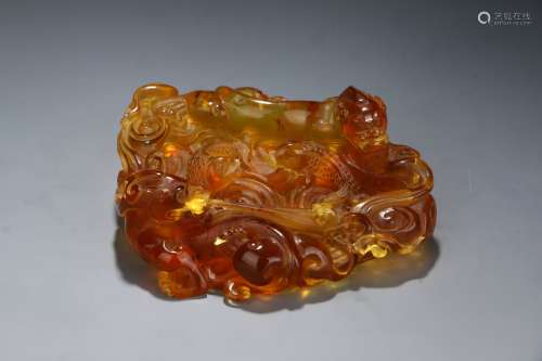 Chinese Amber Dragon Washer In Qing Dynasty