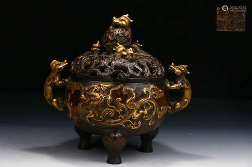 Chinese Ming Dynasty Xuande Bronze Incense Burner