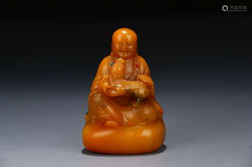 Chinese Old Collections Tianhuang Jade Buddha Statue