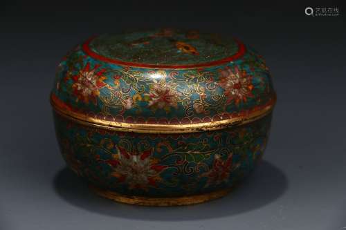 Chinese Cloisonne Flower Pattern Cover Box In Qing Dynasty