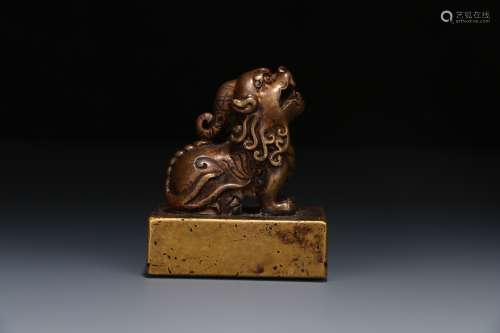Chinese Seal Of Bronze Gold Gilded In Qing Dynasty