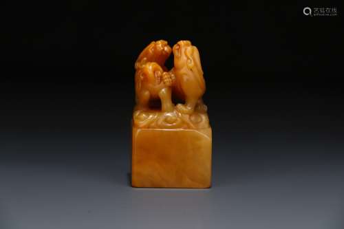 Chinese Old Collections Shoushan Tianhuang Jade Seal