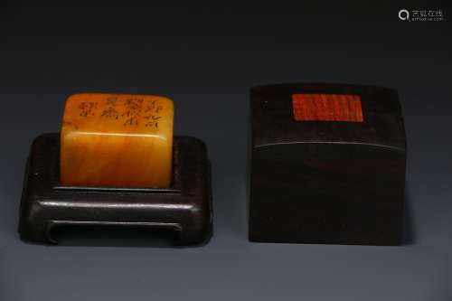 Chinese Old Collections Shoushan Tianhuang Jade Square Seal