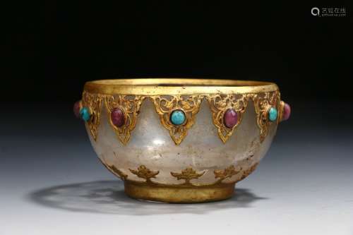 Chinese Crystal Gold Painted Bowl In Liao And Jin Dynasties