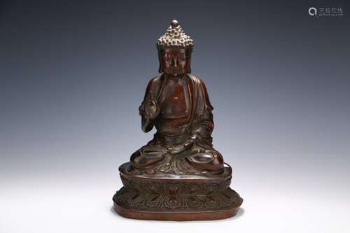 Chinese Qing Dynasty Bronze Sakyamuni Statue