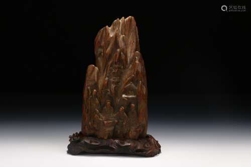 Chinese Agarwood Shan Zi Carving In Qing Dynasty