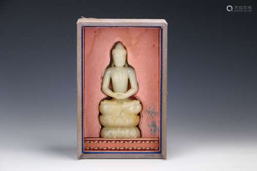 Chinese Qing Dynasty Hetian Jade Buddha Statue