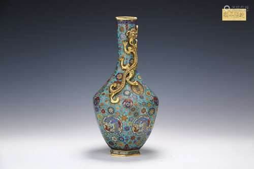 Chinese Qing Dynasty Cloisonne Bottle