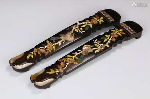 Chinese Qing Dynasty Rosewood Paperweight Inlaid With Mother Of Pearl Inlay