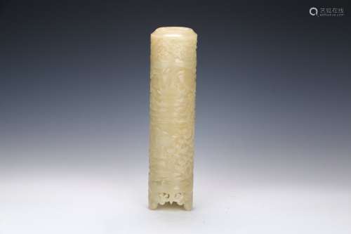 Chinese Qing Dynasty Hetian Jade Incense Tube