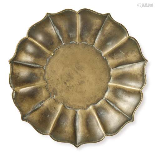 A BRONZE LOTUS-FORM DISH, MING DYNASTY