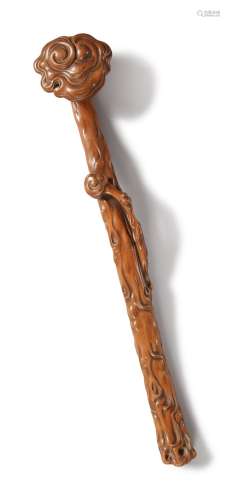 A BOXWOOD RUYI SCEPTER,  QING DYNASTY, 18TH CENTURY