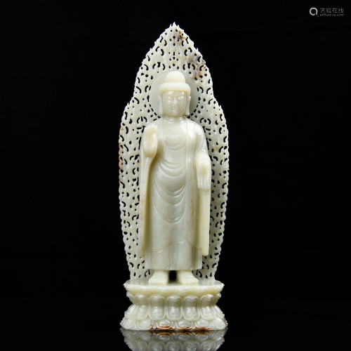 Chinese Carved White Jade Guanyin