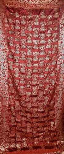 Chinese Red Silk Kesi Decorative Panel
