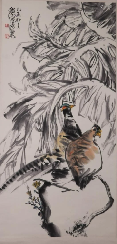 Painting Of Two Nesting Bird With Artists Mark