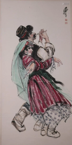 Painting of Two Dancers With The Artists Mark