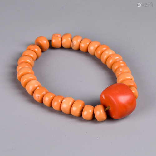 Coral Beads Bracelet, 29 Beads