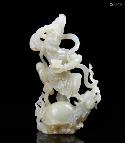 Intricately Carved Jade Figure of Immortal