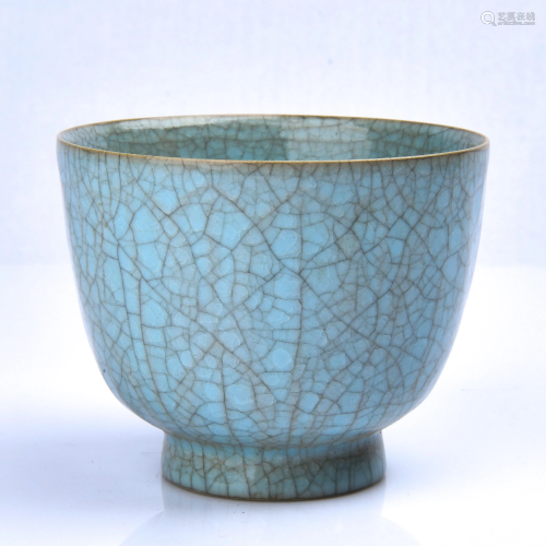Turquoise Glazed Crackle Cup