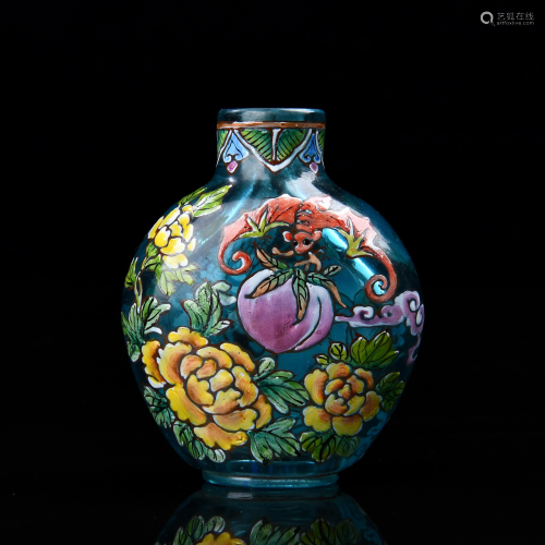 Famille Rose Painted Glass Snuff Bottle With Mark