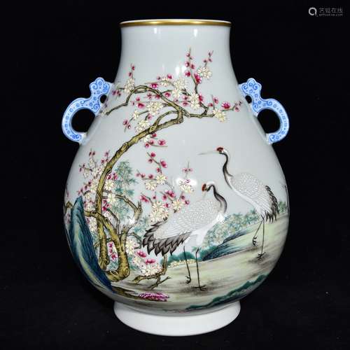 A Chinese Porcelain Ear Vase With Carne Pattern