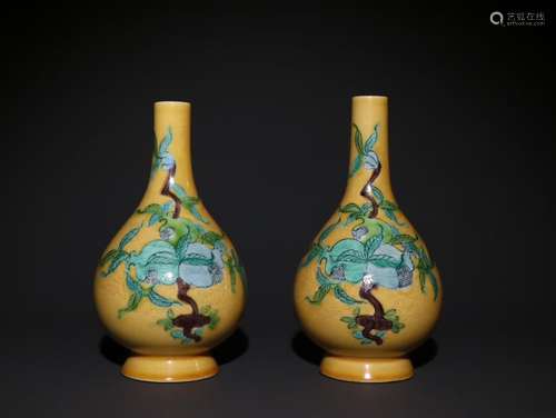 Pair Of Chinese Porcelain Vase With Flower Pattern