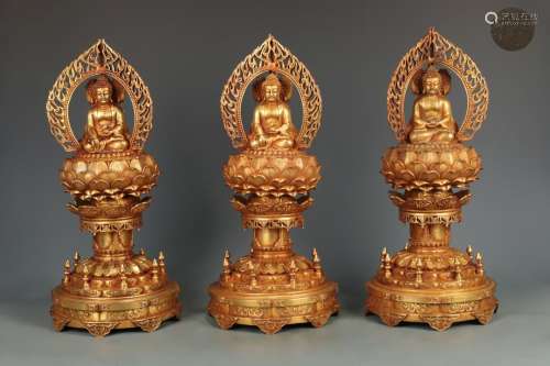 Set Of Gilding Bronze Buddhas