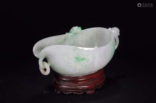 A Chinese Jadeite Vessel With Dragon Carving