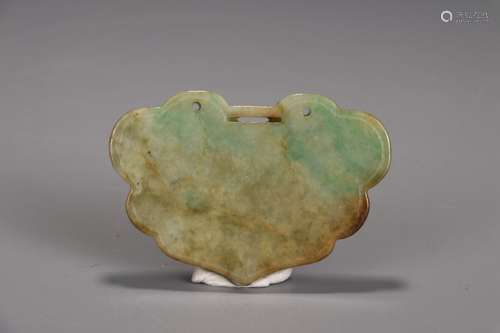 A Chinese Jadeite Pendant Shaped In Lock