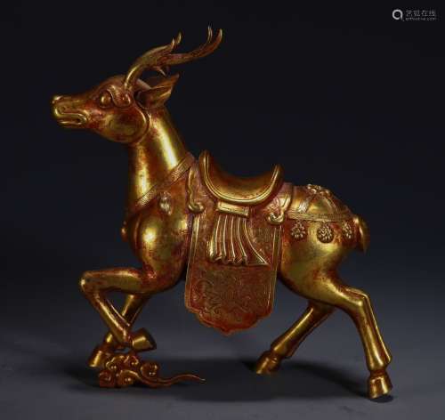 A Gilding Silver Ornament Shaped In Deer