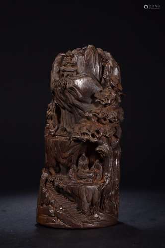 A Chinese Agarwood Ornament With Story Pattern