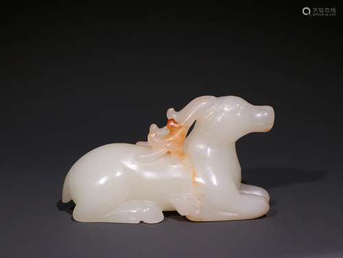 A Chinese Hetian Jade Beast Ornament