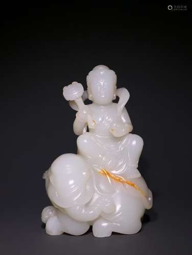 A Chinese Hetian Jade Bodhidharma Statue