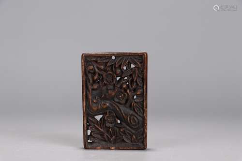 A Chinese Agarwood Tablet With Bamboo Pattern