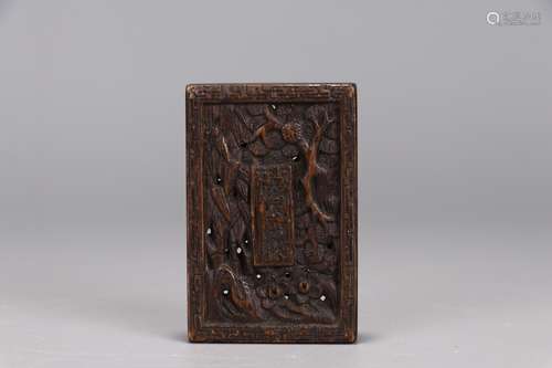 A Chinese Agarwood Tablet With Bamboo Pattern