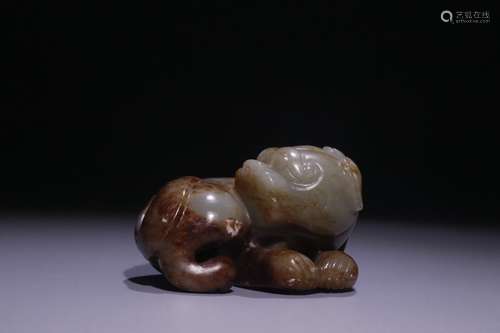 A Chinese Hetian Jade Beast Ornament