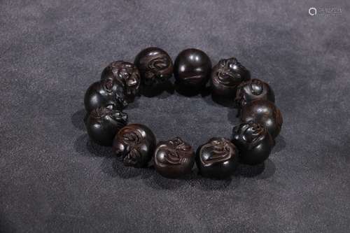 A Chinese Agarwood Maitreya Bracelet