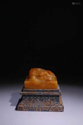 A Chinese Tianhuang Stone Seal With Beast Carving