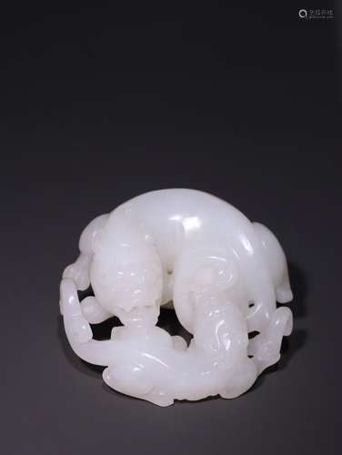 A Chinese Hetian Jade Pendant With Beast Pattern