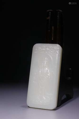 A Chinese Hetian Jade Pendant Of Guanyin Pattern