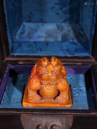 A Chinese Tianhuang Stone Seal With Beast Pattern