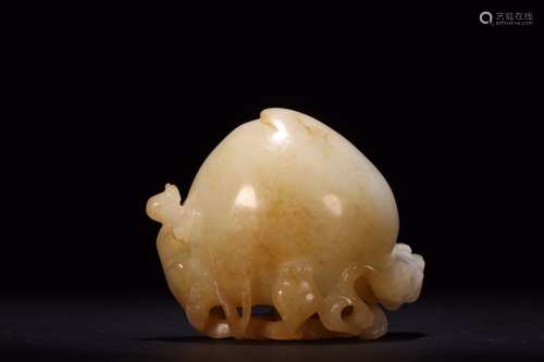 A Chinese Hetian Jade Pendant With Beast Carving