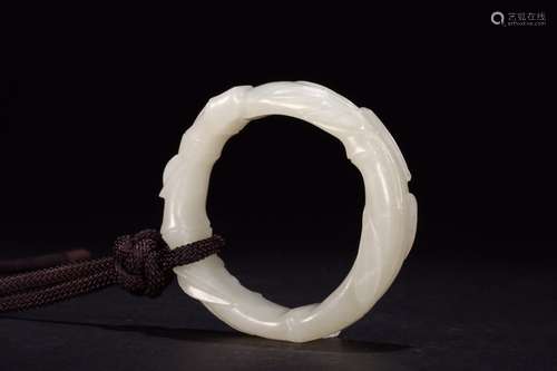 A Chinese Hetian Jade Bangle With Bamboo Pattern