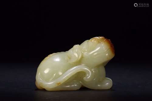 A Chinese Hetian Jade Ornament With Beast Carving