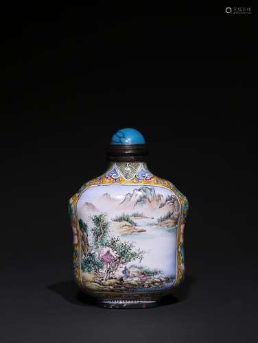 A Chinese Bronze Enameled Snoof Bottle