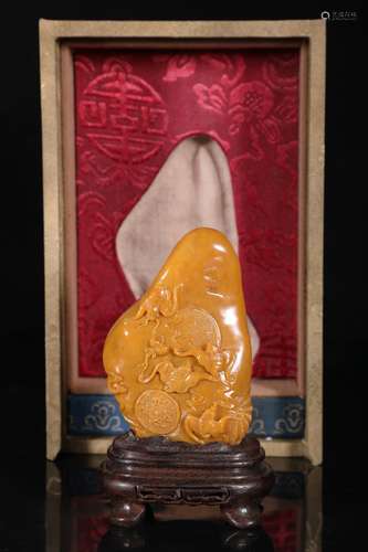 A Chinese Tianhuang Stone Ornament With Auspicious Carving